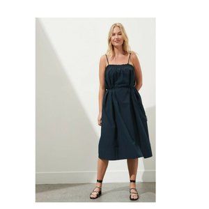 NWT BR Organic Poplin Smocked Dress SP Blue F743